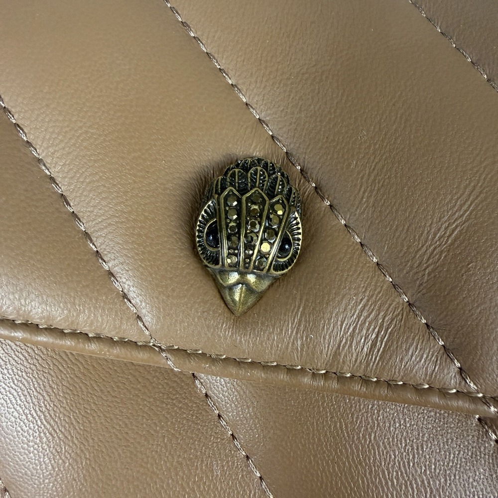 Kurt Geiger Mini Quilted Crossbody Bag Brown Tan Gold Chain Strap Accent Dressy - Picture 16 of 16